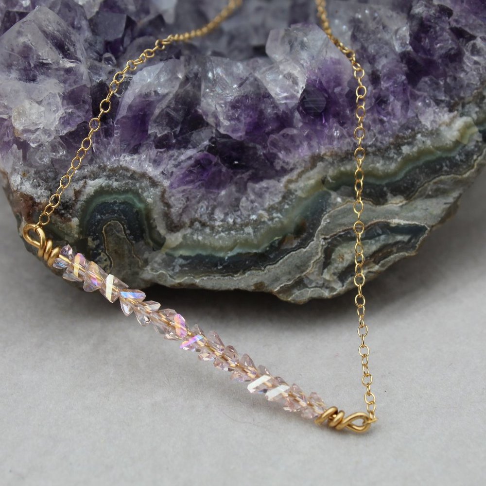 Handmade bead glass bar necklace